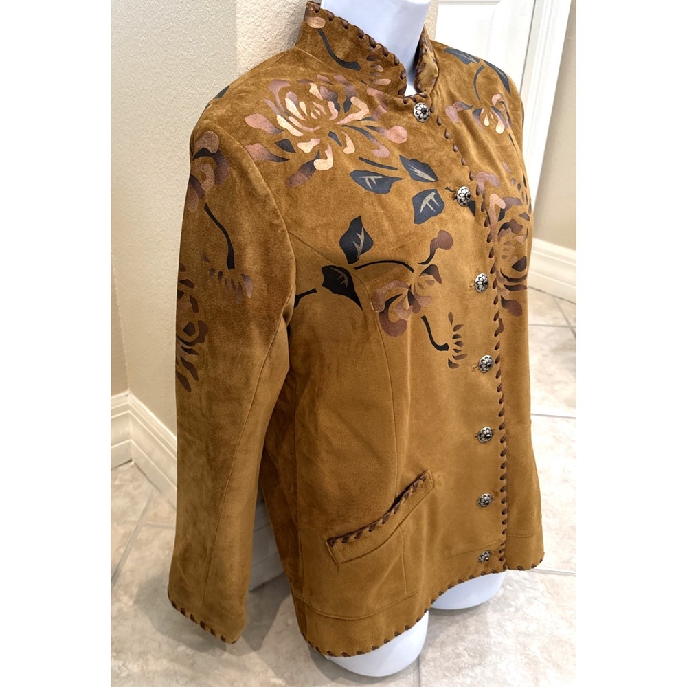 VTG New Char Santa Fe Hand Painted Brown Suede Jacket Sz 8 Cowgirl Boho Western‎ - Picture 4 of 12